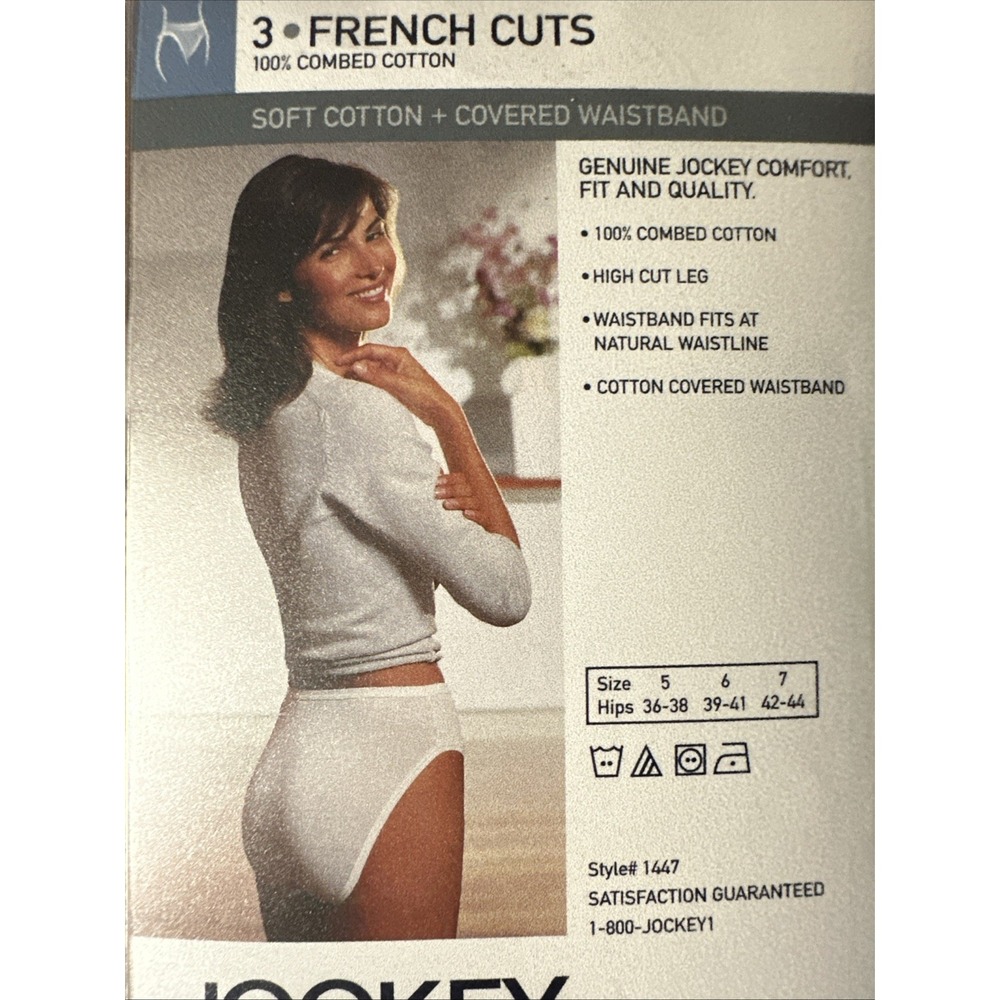 Jockey Elance 100% Cotton French Cut Underwear 7  Black White Prints 3 Pk Y2K - Picture 4 of 7